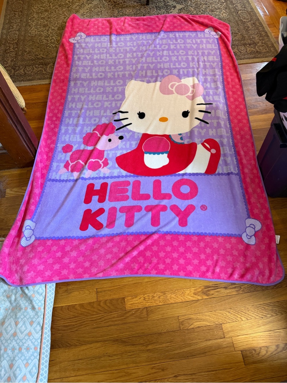 Sanrio Hello Kitty Pink and Purple Plush Throw Blanket